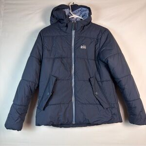 REI Co-Op Puffer Jacket 14-16Y Parka Navy Full Zip Down Insulated Coat Outdoor